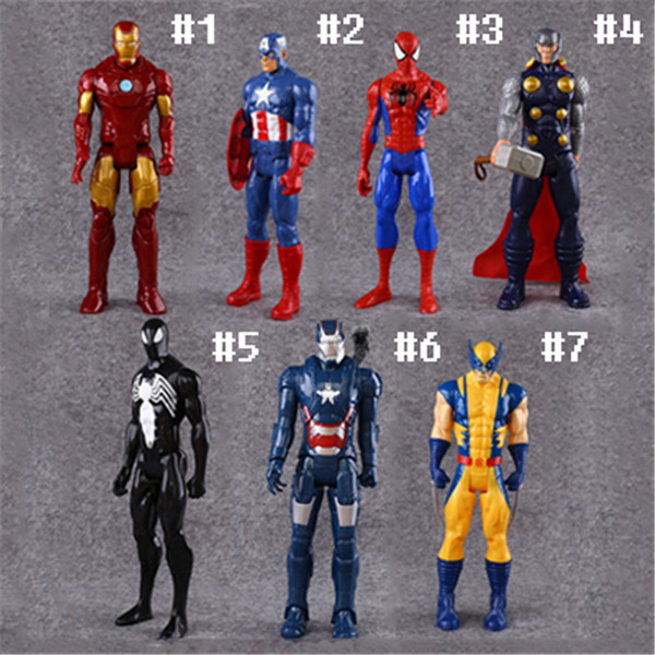 The Avengers PVC Action Figures Marvel Heros 30cm Iron Man Spiderman Captain America Ultron Wolverine Figure Toys