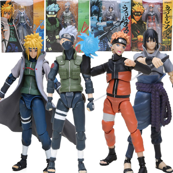 Box S H Figuarts Namikaze Minato Hatake Kakashi Uzumaki Naruto Uchiha Sasuke Figuarts Naruto Collectible PVC Action Figure Toys brinqudoes