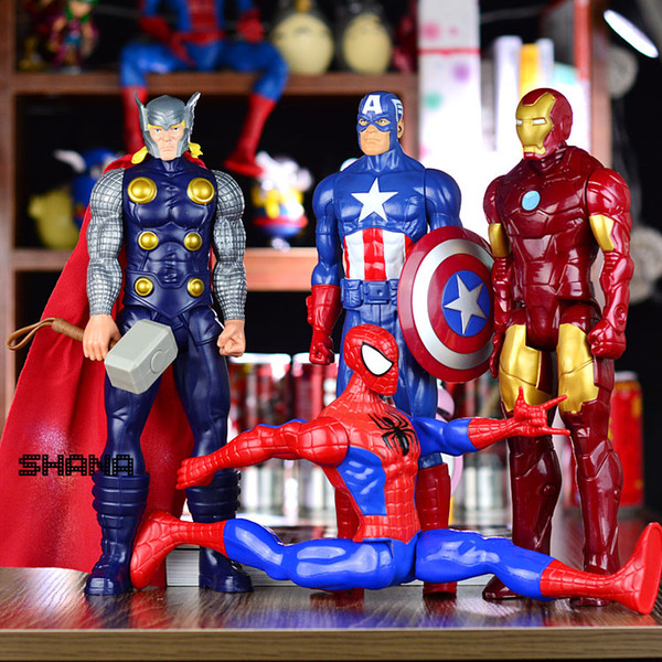 30CM The avengers super Heroes Captain America spider man iron man PVC Action Figure birthday present