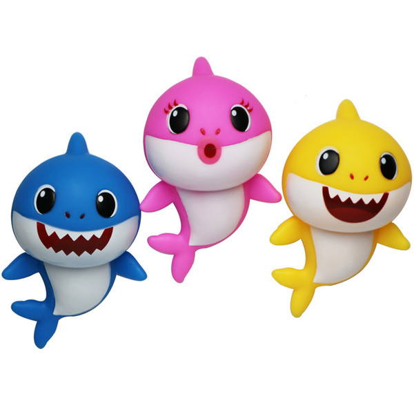 20CM 8inch BABY SHARK Music&LED Plastic Kids Toys 8'' Cartoon Music Shark Lighiting&Singing Songs Animal Toy kids PVC Shark Baby Mommy Daddy