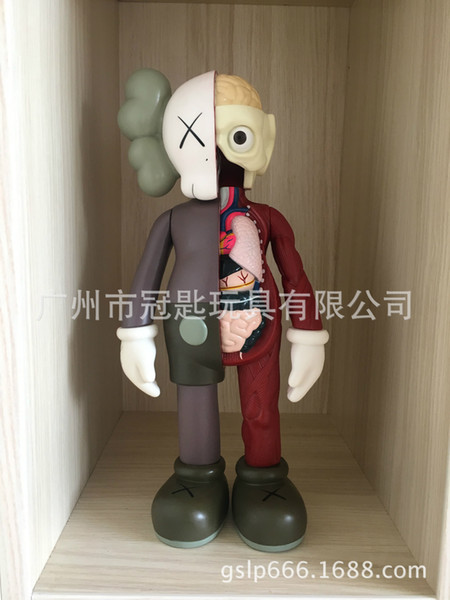 Hot sell 37cm Original Fake Kaws dolls model 16-inch kaws trend design Primary color half anatomy gift for kids & friends KAWS toys