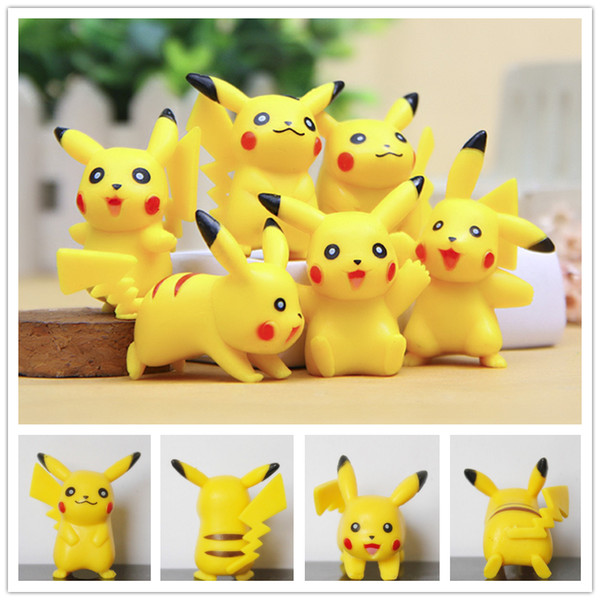 New 6pcs 3-5cm pikachu Figures Pock PVC Action Figure minifigures yellow Pikachu DIY Toys Dolls Free B0426