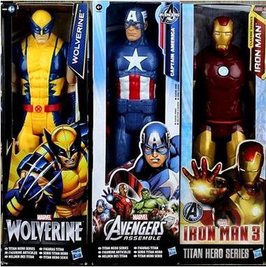 30cm Marvel Super Heros The Avengers Thor Iron Man Spider Man Captain American Wolverine PVC Toy Action Figure Model With Box