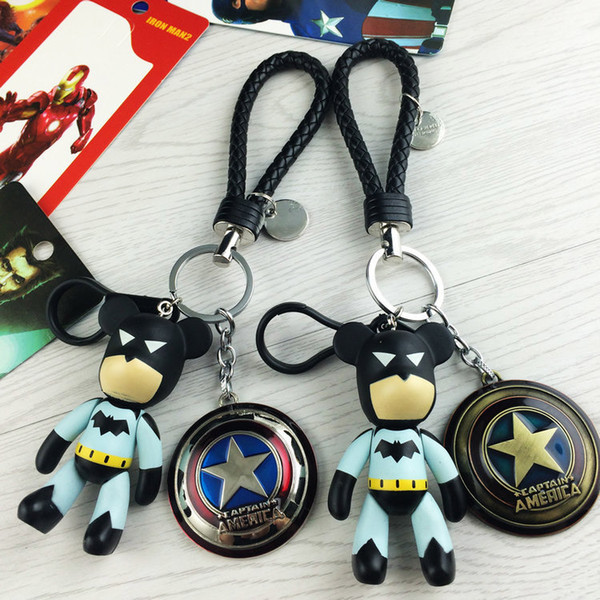 2016 Super Hero The Avengers Marvel Iron Man Mask Keychain Superman Cartoon Violence Bear Metal Pendant Key Chains 