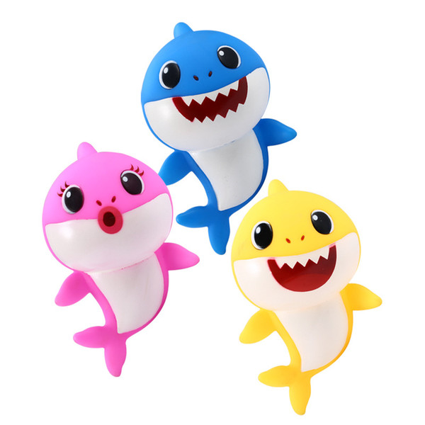 20CM 8inch BABY SHARK Music&LED Plastic Kids Toys 8'' Cartoon Music Shark Lighiting&Singing Songs Animal Toy kids PVC Shark Baby Mommy Daddy