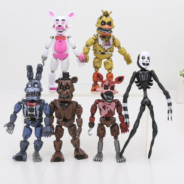 6pcs/Set Five Nights At Freddy's figure FNAF Nightmare Bonnie Foxy Freddy Fazbear killer puppet Doll PVC Action Toy Figures