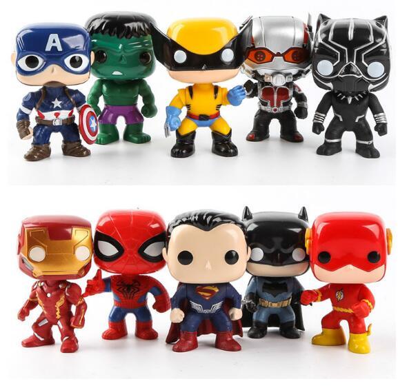 FUNKO POP 10pcs/set DC Justice action figures League & Marvel Avengers Super Hero Characters Model Vinyl Action & Toy Figures for Children