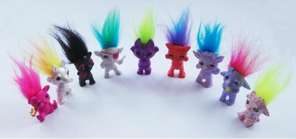 Mini Size Trolls Pencil Topper The Good Luck Trolls Doll Movie Roles Action Figures Model PVC Toys Gifts For Kids free shipping