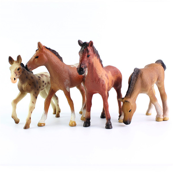 4 style horse solid pvc dolls toys mini imitation animal model toys 4.5-12cm for hildren's Day gifts