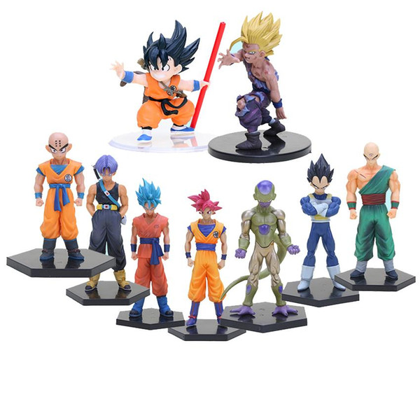 11-18cm Dragon Ball Z Super Kuririn Resurrection F Vegeta Trunks Son Goku PVC Action Figures Toys Dolls