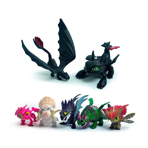 7pcs/set How To Train Your Dragon 3 PVC Figure Toys Hiccup Toothless Skull Gronckle Deadly Nadder Night Fury Dragon Figures