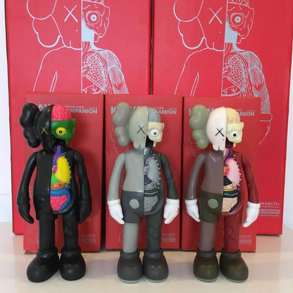 8 Inch Kaws BFF Dissected Companion Original Fake Art Toys with Original Box 10 Color Black Brown Grey Action Figure