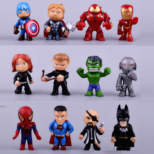 12pcs/set new Avengers toys mini the Avengers Figures PVC model Hulk Thor action Toys Super hero toys gifts for boys