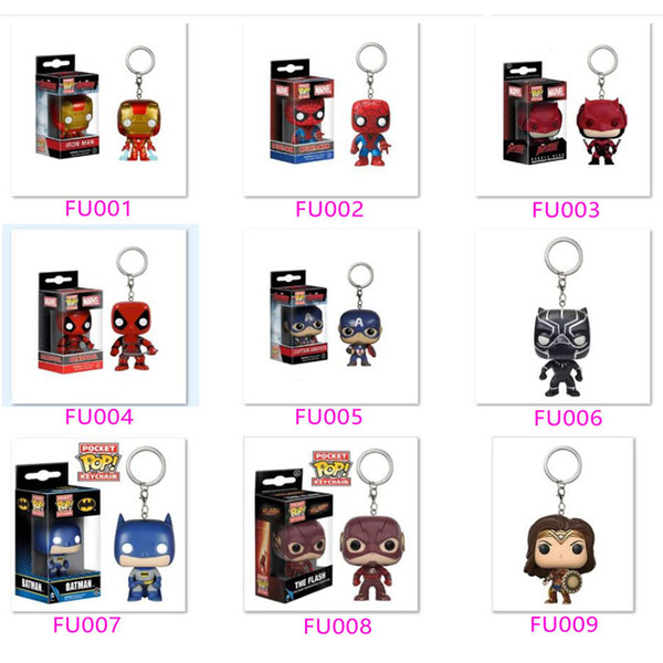 The Marvel Super hero Funko Pop Action Figure Key Chain Deadpool Iron Man PVC Figurines Toys Gifts 4CM