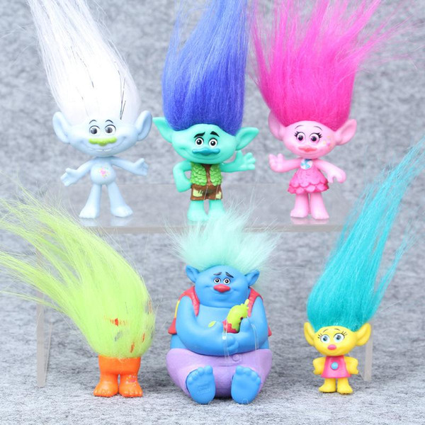 Dreamworks Trolls Movie Figure Collectible Dolls Poppy Branch Biggie PVC Trolls Action Figures Long Hair Doll Toy Gift 6pcs/set b967