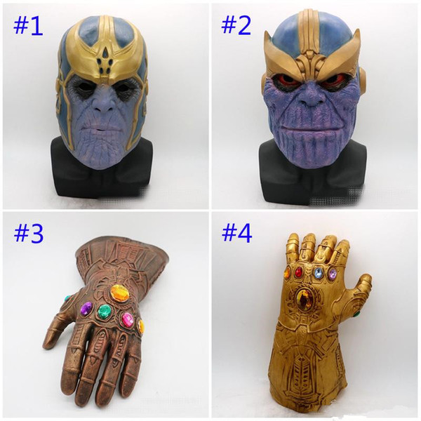 Avengers 4 Infinity War Thanos mask and gloves 2019 New Children's adult Halloween cosplay Natural latex Infinity Gauntlet Toys T0195