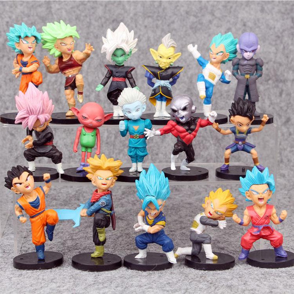 Nice gift 16 pcs/set 7.5cm Dragon Ball Z Action Figure funko pop WCF The Historical Characters Dragon Ball Toy action Figures for kids toys