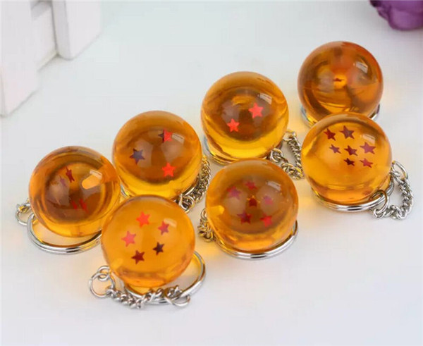 DHL 2.5cm Dragon Ball 7 Stars Crystal Balls Keychain Pendant Keyring 1 2 3 4 5 6 7 star Christmas gifts JC291