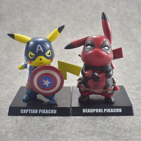 Lovely Monster Cos action figures The Avengers Toy Pikachu Captain America Deadpool PVC Easy To Clean Exquisite Model Doll kids toys