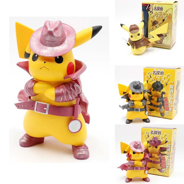 Movie Detective Pikachu PVC 17cm Figure Go Angry Kawaii Cute Q Statue Doll Model Toys Figura Figurine Kid Gifts for Birthday MMA1889