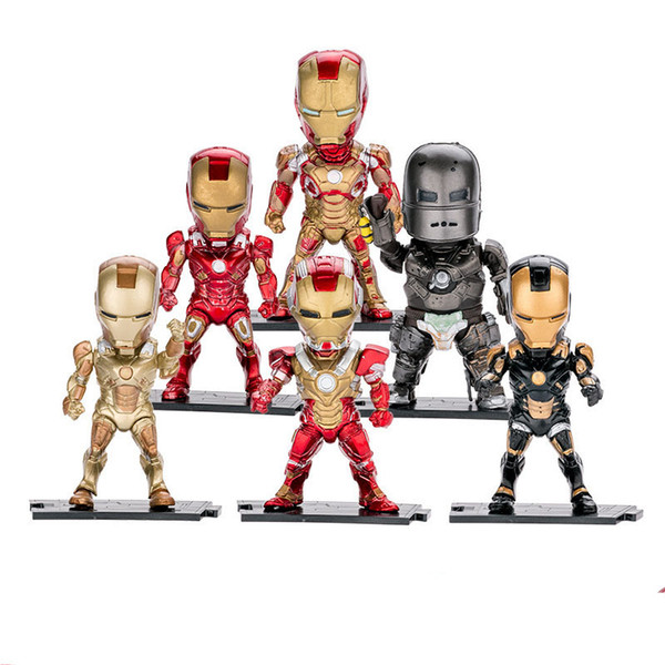 funko pop action figures Q version of the iron man hand model toy damage version the iron man robot toy car desktop ornaments 1set=6 piece