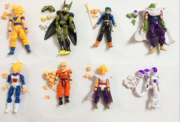 Hot Amine Dragon Ball Z 12-14cm Freeza Piccolo Vegeta Trunks Son Gohan Kuririn 8pcs/set PVC Action Figures