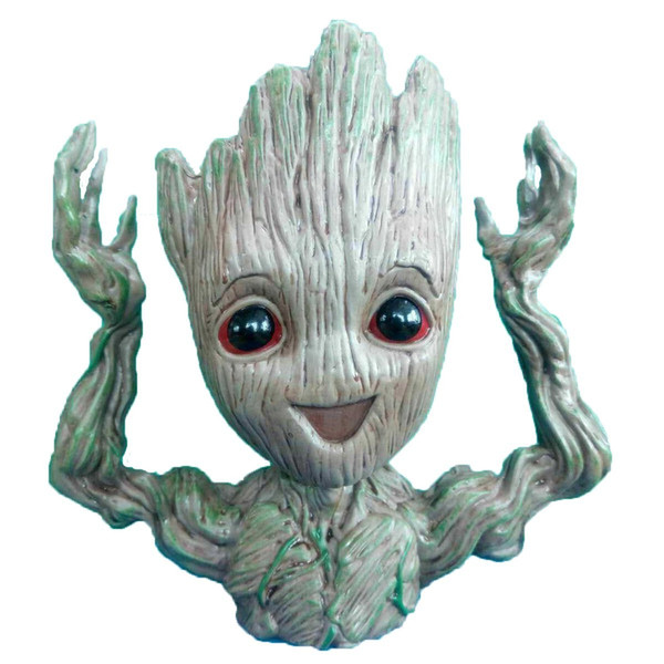 Newest 16cm Cute Hands up Baby Groot Flowerpot Pen Pot Planter Pot Guardians of The GalaxyTree Man Action Figures Birthday Toy Gifts