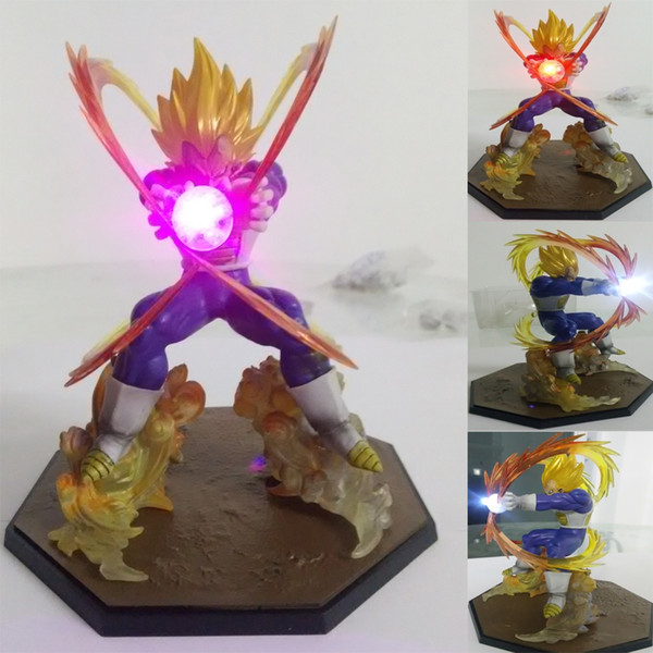 Led Light Ball Anime Dragon Ball Z Super Saiyan Vegeta Battle State Final Flash PVC Action Figure Collectible Model Toy 15CM with box