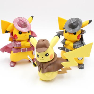 Movie Detective Pikachu PVC 17cm Figure Go Angry Kawaii Cute Q Statue Doll Model Toys Figura Figurine Kid Gifts for Birthday