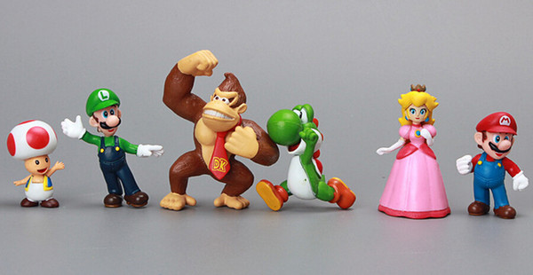 Wholesale-100set/lot new Super Mario Bros 18 pcs PVC Figure topper Super Mario nds Luigi Peach yoshi