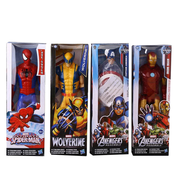 The Avengers PVC Action Figures Marvel Heros 30cm Iron Man Spiderman Captain America Ultron Wolverine Figure Toys 2019