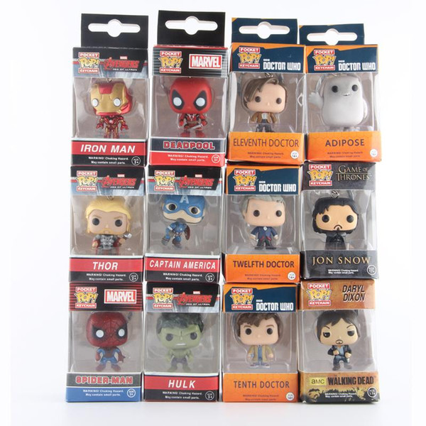 Funko Pop Marvel Super Hero Keychain Figure Deadpool Captain America The Walking Dead Game of Thrones Hulk Spiderman