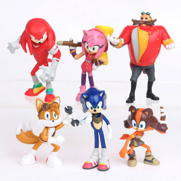 6pcs SEGA Sonic the Hedgehog Sonic Boom Amy Tails Knuckles Dr. Eggman Doll PVC Action Figure Figurine Play Set Toy Cake Topper kids Gift