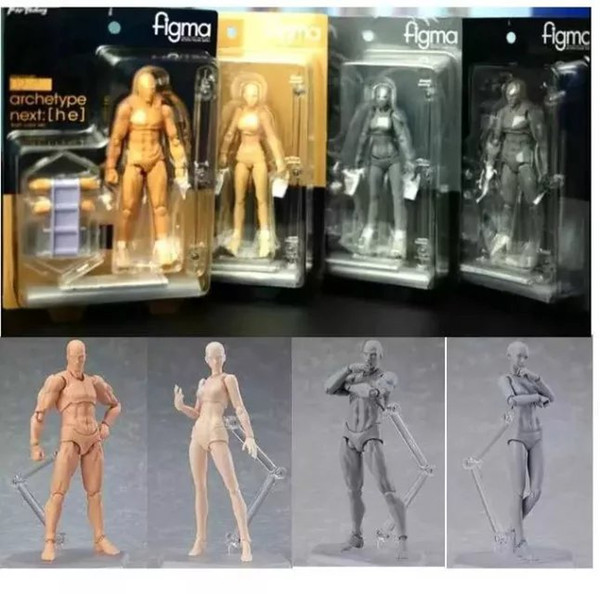 Action Figma Man Female Skin Color Archetype He She Ferrite Figma Movable Figma pvc Action Figure Model Toys Doll