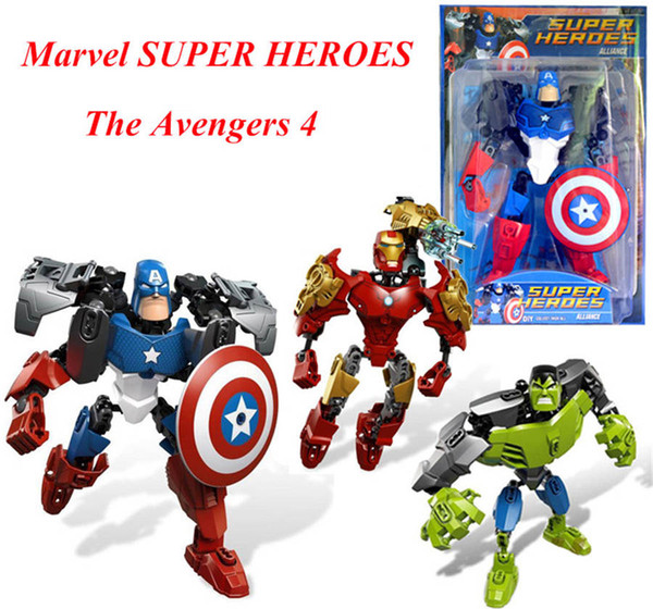 Marvel Super Heroes DIY Block Doll The Avengers Doll Toys Newest The Avengers 4 Iron Man Captain America Action Figures Blocks Doll