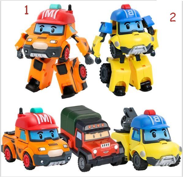 NEW HOT Deformation Car Robotcar Bubble toys Bucky Mark Poli Robot Transformer Car Helly Amber Roy ABS Deformation Police Car Robot