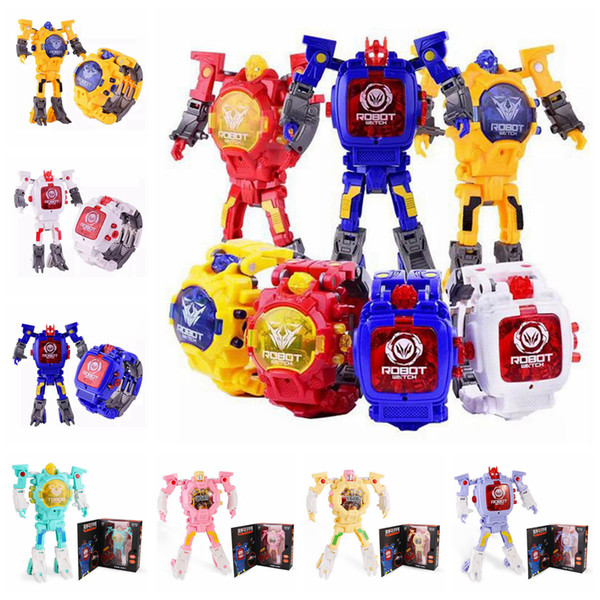 8 Designs Deformation Figure Robots Watch Electronic Deformation Watch Toy For Children Kids Transformation Toys AAA335