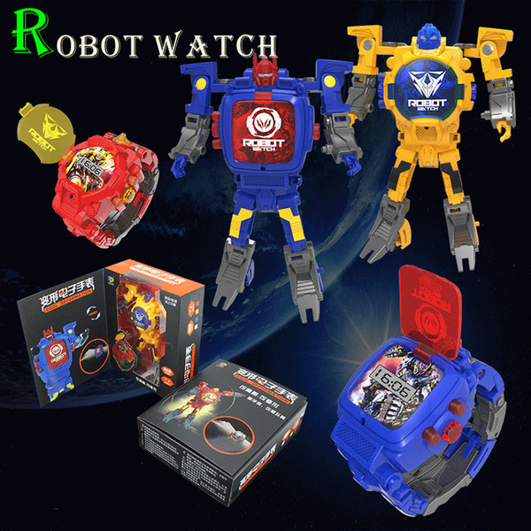 8 Colors Action figures Transformation toys Robot watch electronic display creative deformation toy For Children Gift For Kids