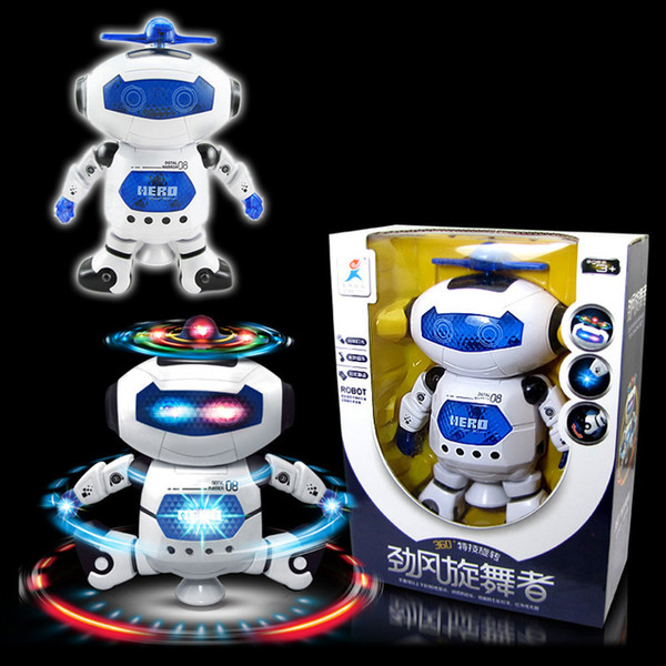 48set/lot Multi-function Stunt Kid robot Superhero Dance Electric Robot With Light Music Musical Toys baby Action Figures toy christmas gift