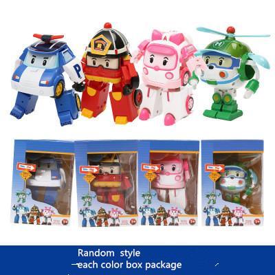 4 Models Deformation Car Poli Robocar Bubble toys South Korea Poli robot transformer Car Helly Amber Roy ABS Material With pack