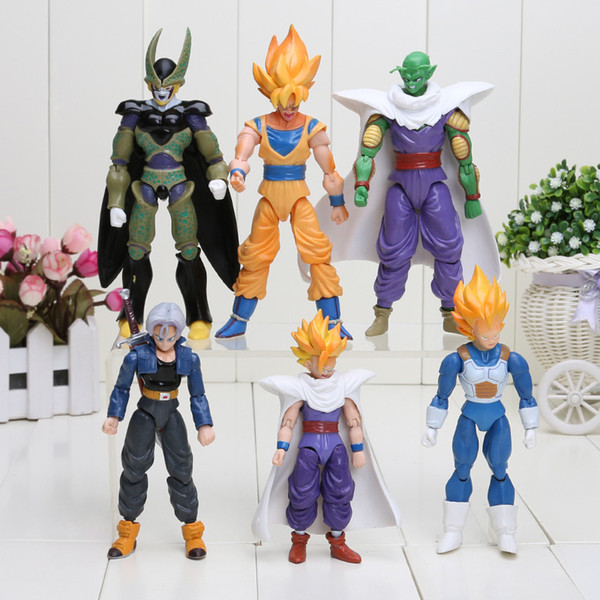 Dragon Ball Z Joint Movable Vegeta Piccolo Son Gohan Son Goku Trunks PVC Action Figure Toys 6pcs/set 13-15cm