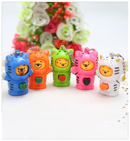 Cartoon Change Face Bear Pendant Key Chain Funny Animal Shape Action Finger Pendant Toy Hot Sale