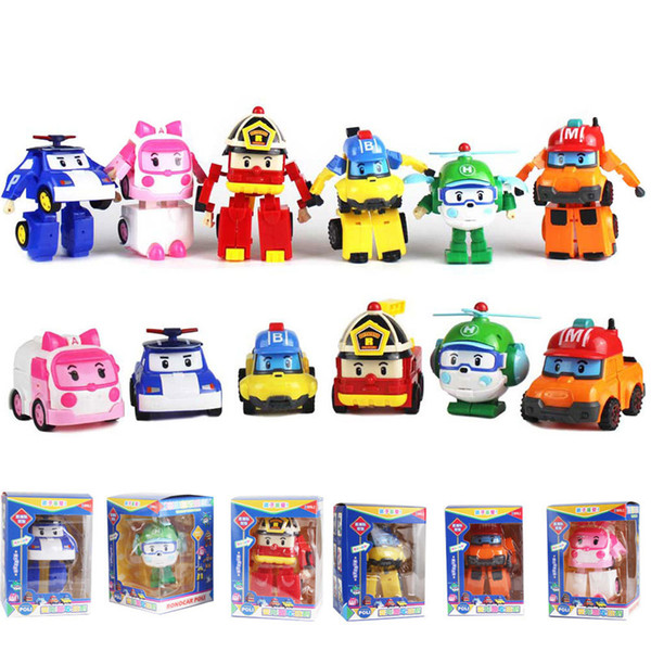 Creative Firefighting Deformation Car Children Toys Action Figures Cartoon Anime Robot Rescue Team Kids Transformation Toy Birthday Gift Set