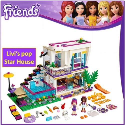 01046 644Pcs Model building kits Compatible with Friends Livi's Pop Star House 41135 Emma Mia 3D Bricks Figure toys 10498