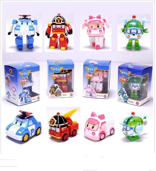 hot deformation car poli Robocar Bubble toys 4 models South Korea Poli robot transformer Car Helly Amber Roy ABS AA+ With pack