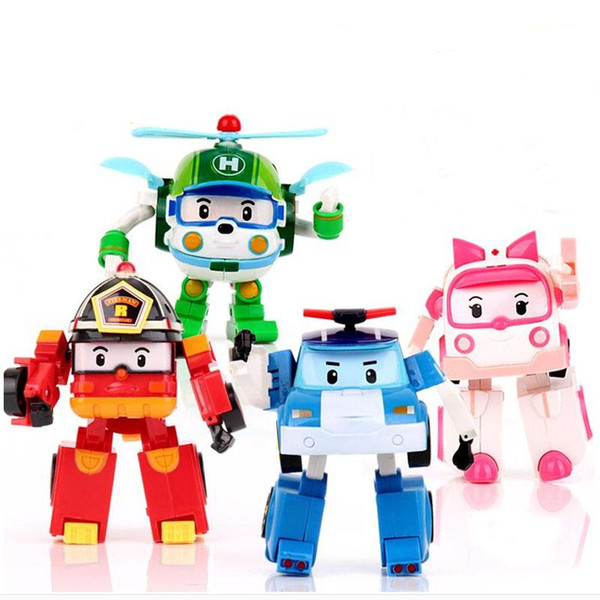 4pcs/Set Korea robot classic plastic Transformation Toys Best Gifs For Kids 