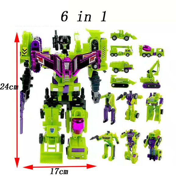 6 IN 1,Transformation Toys Sets Engineering Truck Mode Action Figure Deformation Truck Robot Toys Gift