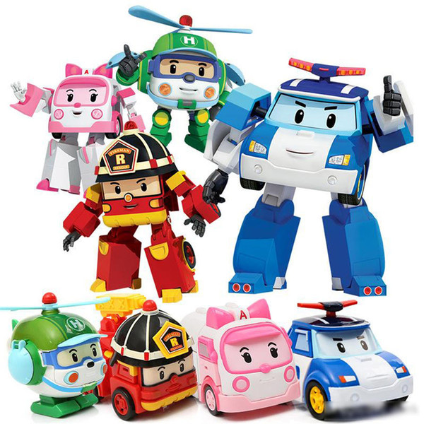 Hot deformation car poli Robocar Bubble toys 4 models South Korea Poli robot transformer Car Helly Amber Roy ABS With pack