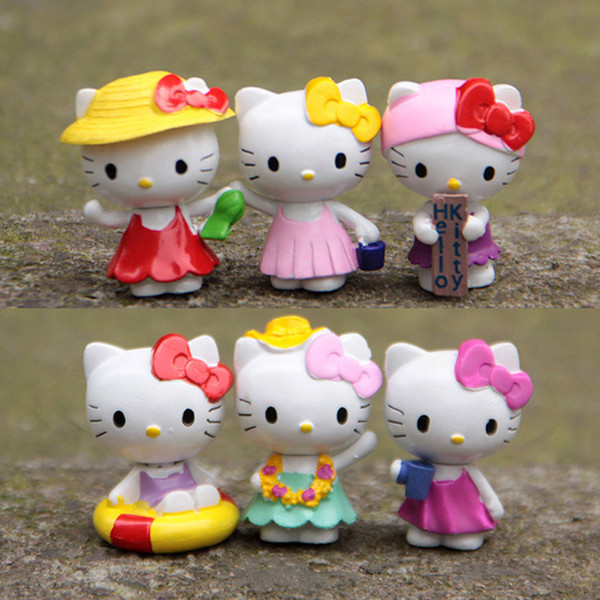 figure toy 6pcs/lot New Hello Kitty toys dolls KT Action Figures Toys Model Lovely Anime Plastic PVC Toy Gifts For Kids