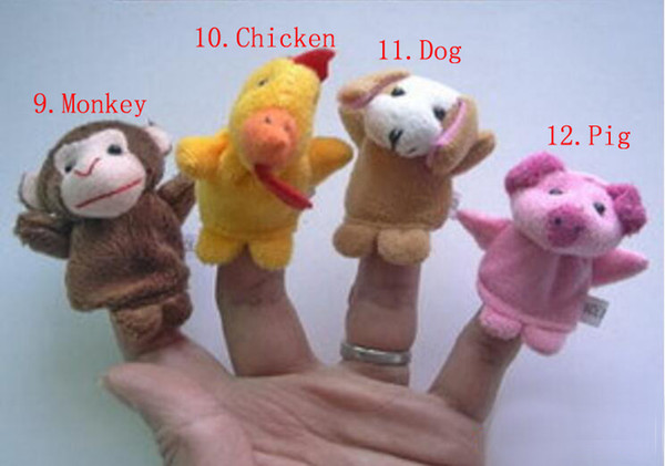 HOT 24pcs=2lot novelty animal doll 12 Zodiac Finger Puppets Story telling Doll Kids Children Baby Educational Toys RPG use Role play Toy Gro